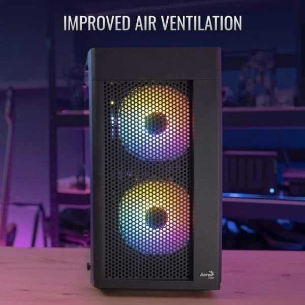 AeroCool кутия Case mATX - Hexform-G-BK-v2 - 3 fans included - image 9