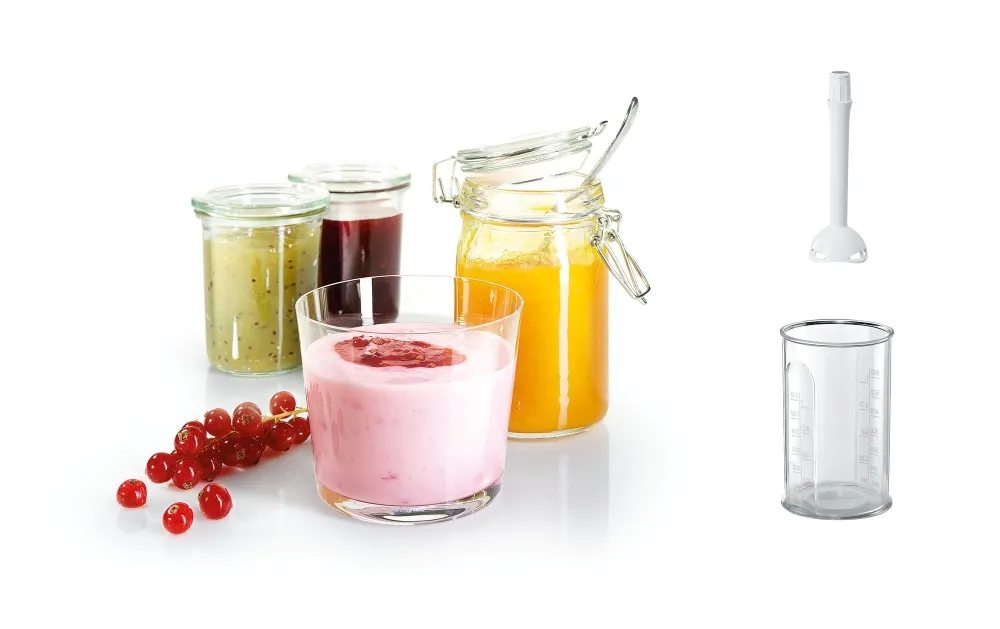 Миксер, Bosch MFQ36440, Hand mixer, ErgoMixx, 450 W, Included blender & transparent jug, White - image 1