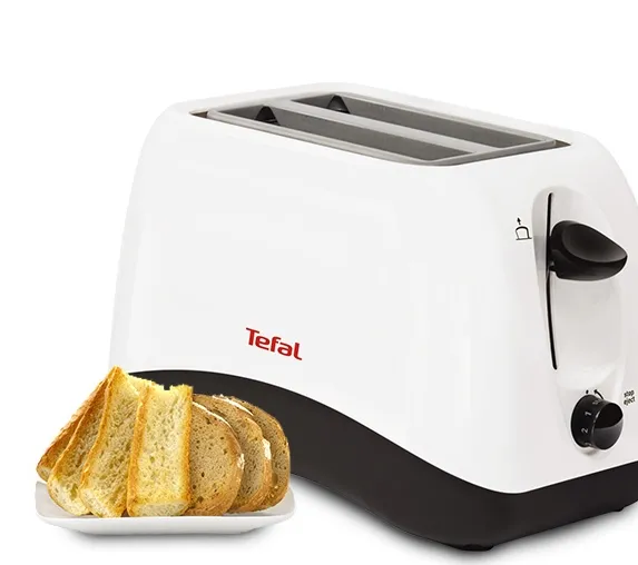 Тостер, Tefal TT130130, Delfini 2, Toaster, 850W, 2 Hole, 7 Stage thermostat, Stop function, Defrosting, Reheating, white - image 1