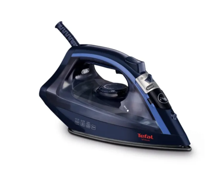 Ютия, Tefal FV1713E0, Virtuo dress blue, 2000W - 0 - 24 g/min - 0 - 90g/min - Manual setting - Non stick soleplate - Ergonimic steam trigger - water tank 200mL - anti drip - power cord length 1,9M - eco mode