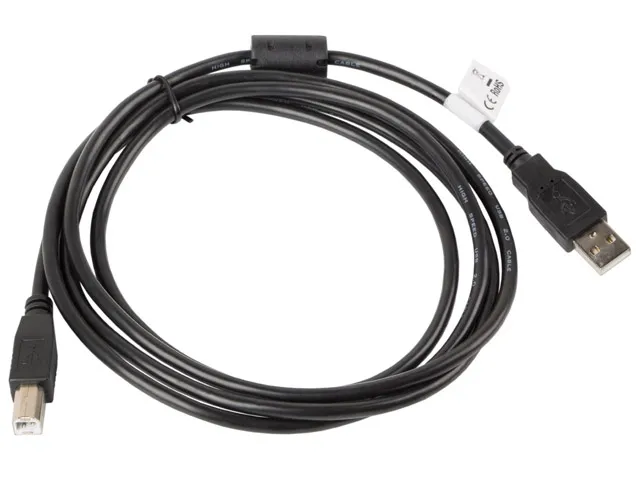 Кабел, Lanberg USB-A (M) -> USB-B (M) 2.0 cable 1.8m, black ferrite - image 1