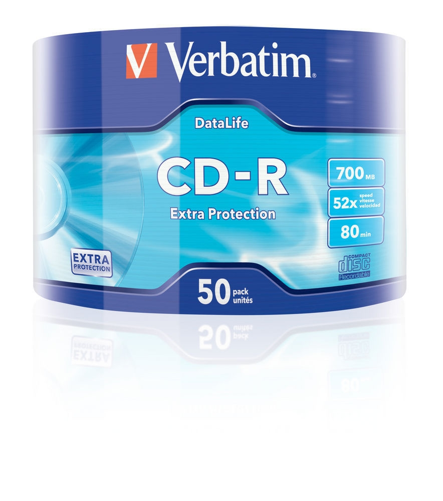 Медия, Verbatim CD-R 700MB 52X EXTRA PROTECTION WRAP (50 PACK) - image 1