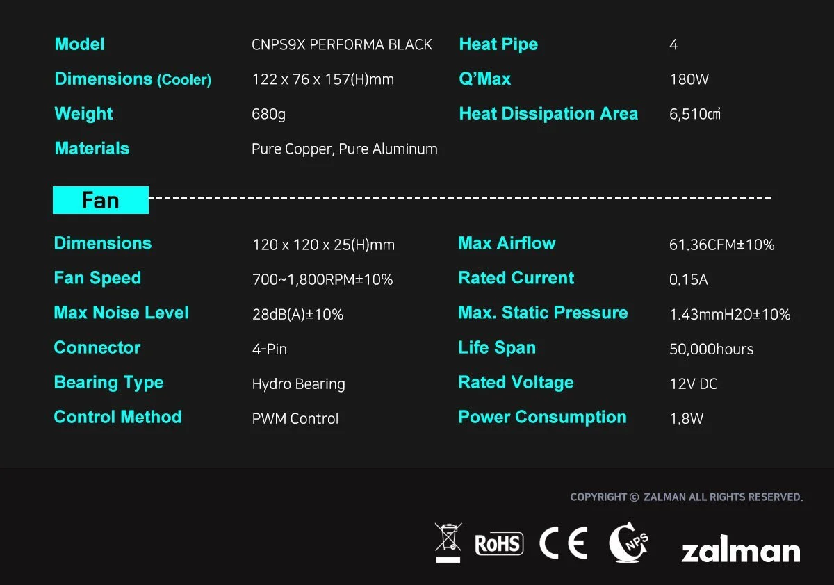Zalman охладител за процесор CPU Cooler CNPS9X PERFORMA BLACK - image 15