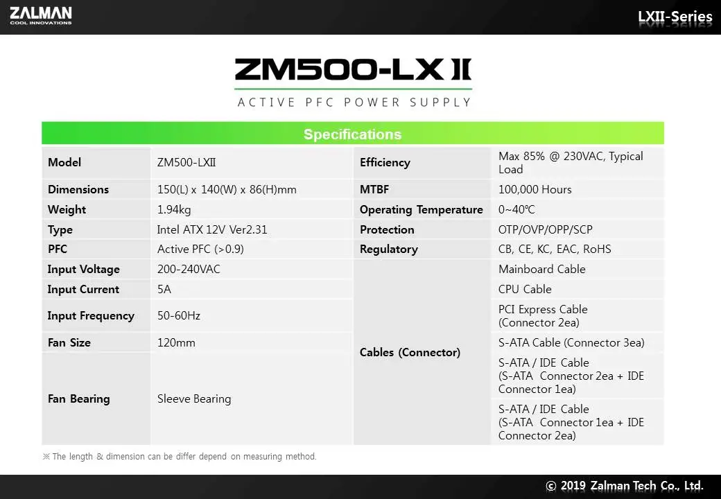 Zalman Захранване PSU 500W APFC ZM500-LXII - image 7