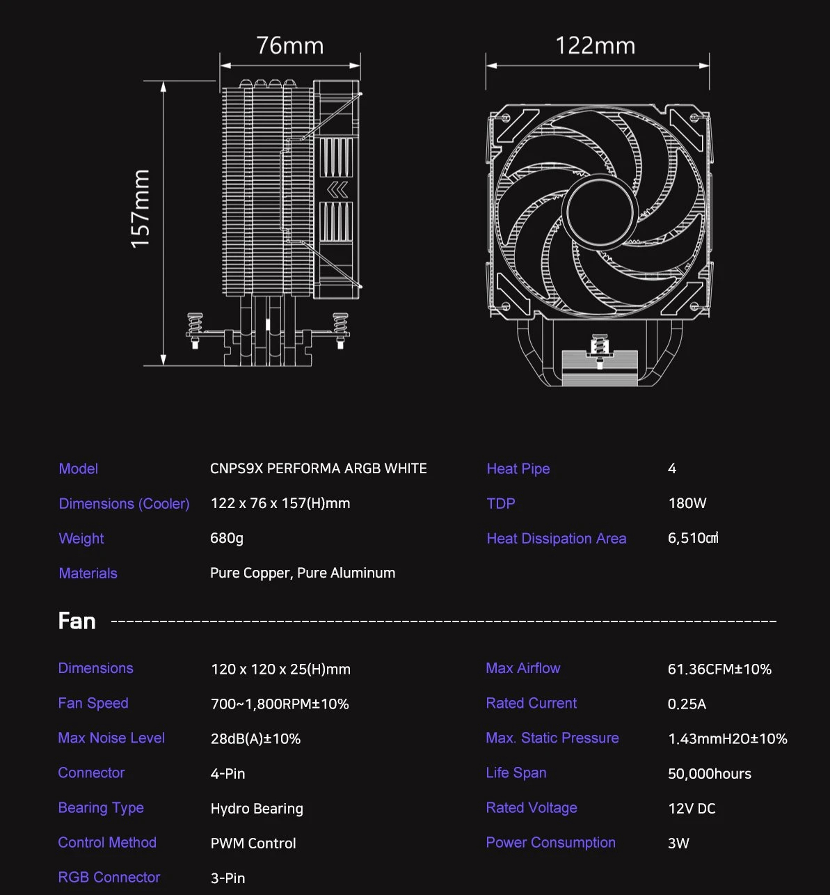Zalman охладител за процесор CPU Cooler CNPS9X PERFORMA ARGB WHITE - aRGB - LGA1700/AM5 - image 17