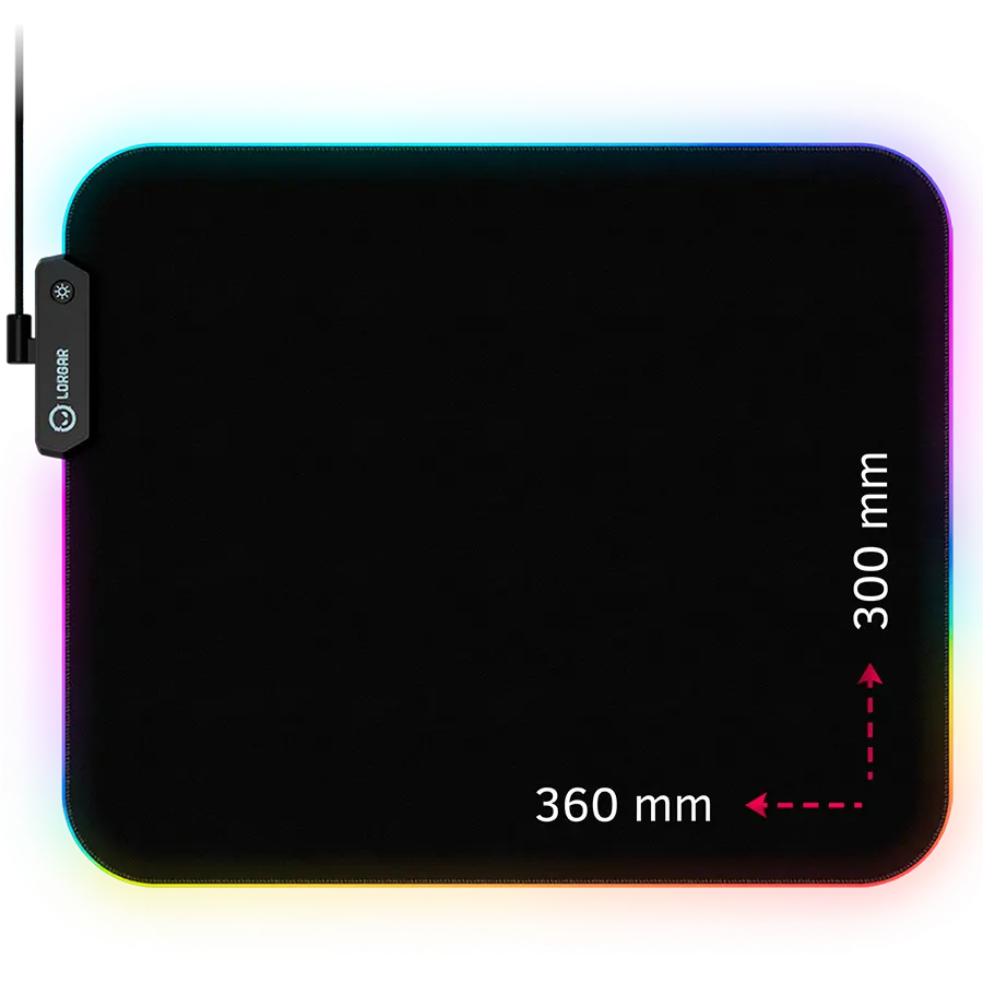 Lorgar Steller 913, Gaming mouse pad, High-speed surface, anti-slip rubber base, RGB backlight, USB connection, Lorgar WP Gameware support, size: 360mm x 300mm x 3mm, weight 0.250kg