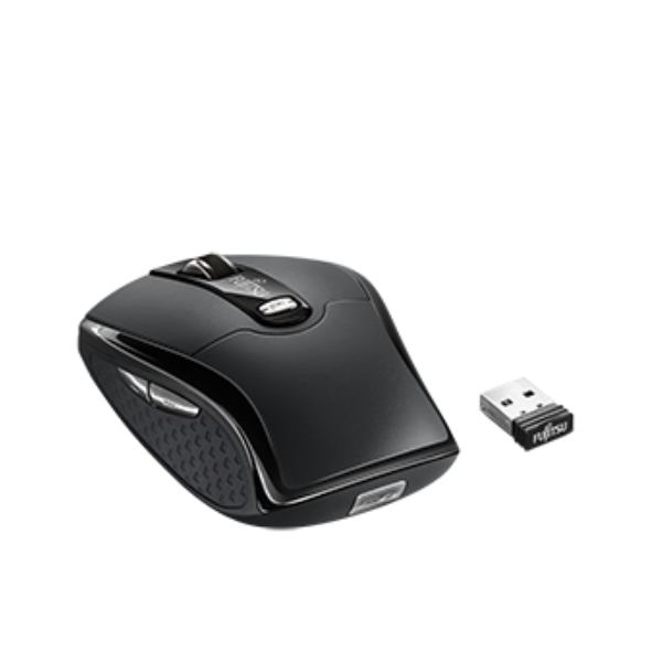 Мишка, Fujitsu Wireless Mouse WI660, 2.4 GHz, 16 channels, Silent keys (90% noise reduction), Nano USB receiver, Blue LED sensor, 8 buttons 5 programmable, Mouse resolution 1000/1600/2000 dpi, USB, Black