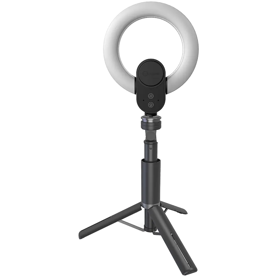 LORGAR Circulus 910, Streaming web camera, 5MP 2592X1944 max resolution, up to 60fps, 1/2.8", Sony STARVIS CMOS image sensor, full glass lens, 5.5'' built-in ring light (1700-14 000K), foldable tripod, auto focus, dual microphones with AI noise reduction, USB Type C, size: 470*133*115mm, 0.525kg, black+white - image 1
