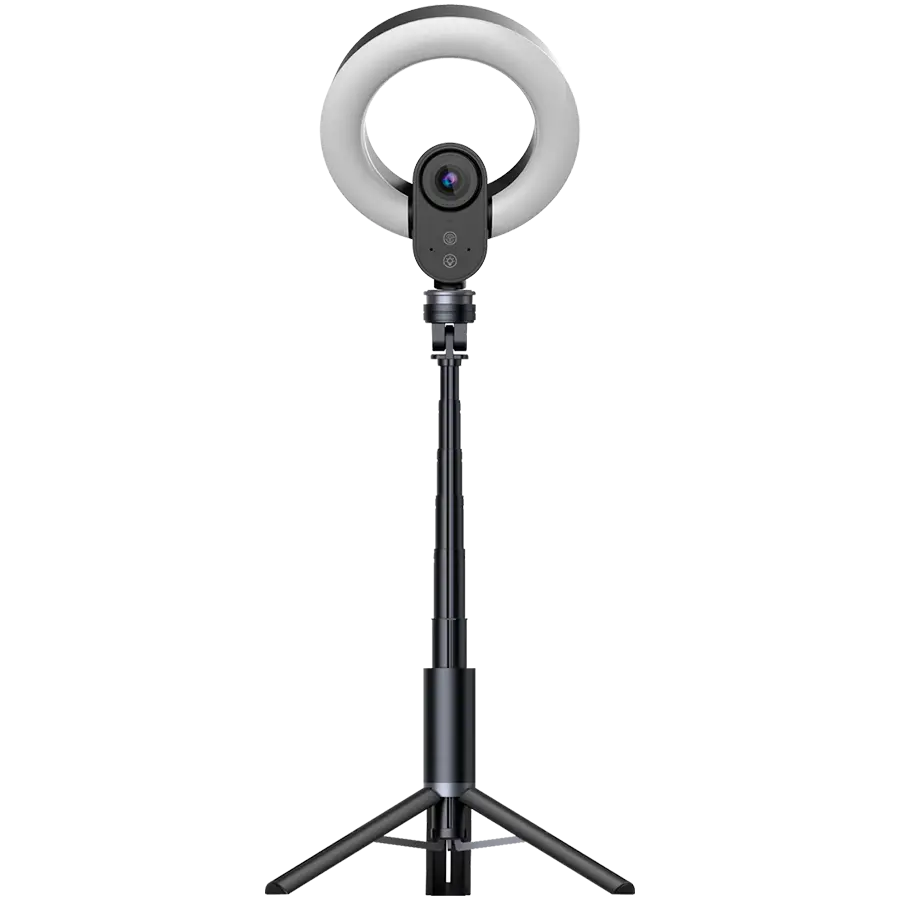 LORGAR Circulus 910, Streaming web camera, 5MP 2592X1944 max resolution, up to 60fps, 1/2.8", Sony STARVIS CMOS image sensor, full glass lens, 5.5'' built-in ring light (1700-14 000K), foldable tripod, auto focus, dual microphones with AI noise reduction, USB Type C, size: 470*133*115mm, 0.525kg, black+white - image 3