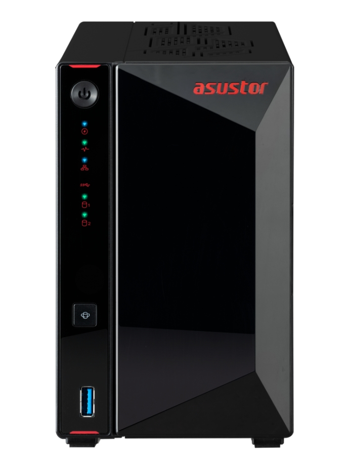 Мрежов сторидж, Asustor Nimbustor AS5402T, 2 Bay NAS, Quad-Core 2.0GHz CPU, Dual 2.5GbE Ports, 4GB SO-DIMM DDR4 (Max. 16GB), Four M.2 SSD Slots (Diskless), 3x USB 3.2 Gen 1 Type A, WOW (Wake on WAN), WOL, System Sleep Mode, AES-NI hardware encryption, Black