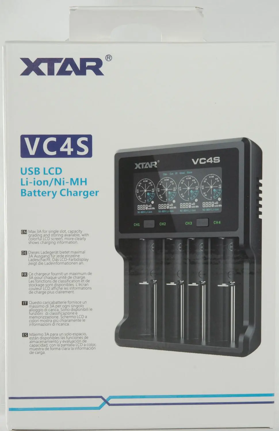 Зарядно у-во XTAR VC4SL, 4 гнезда, LCD дисплей, USB, LiIon & NIMH, 18650, CR123, AA, AAA  - image 1