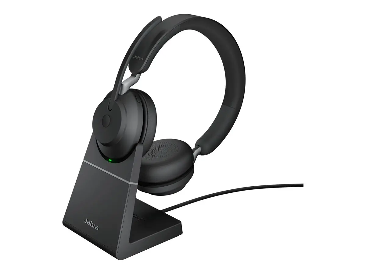 JABRA Evolve2 65 UC Stereo Headset on-ear Bluetooth wireless USB-A noise isolating black with charging stand - image 4