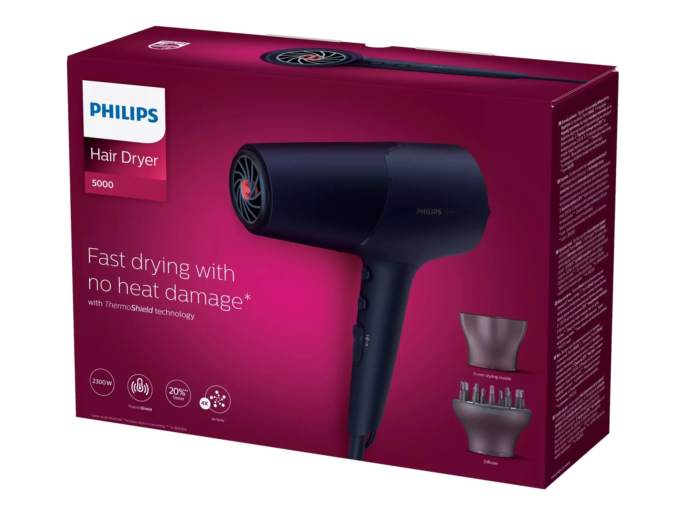 PHILIPS Сешоар 2300W Series 5000 ThermoShield технология йонна грижа 6 степени цвят син - image 2