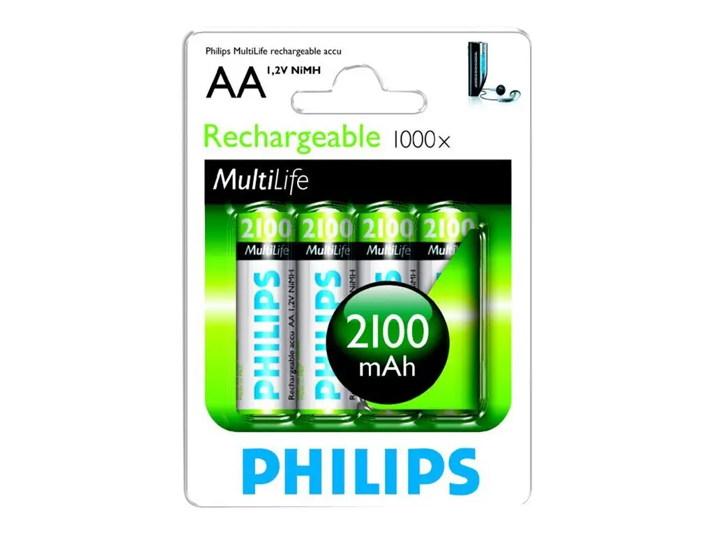 PHILIPS Rechargeable презареждаща батерия AA 2100 mAh 4-blister - image 1