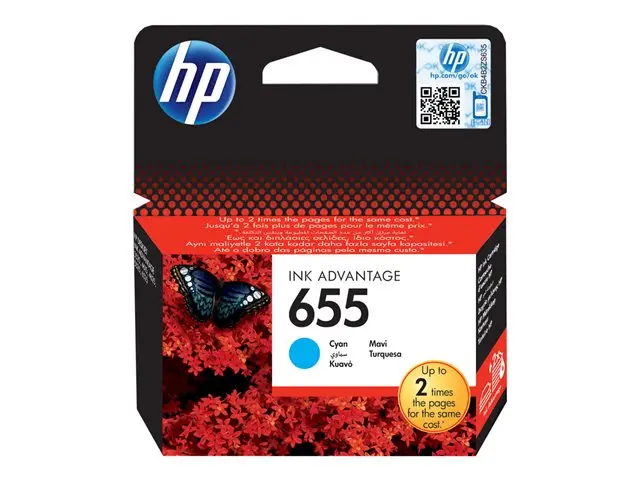 HP 655 ink cartridge cyan standard capacity 600 pages 1-pack