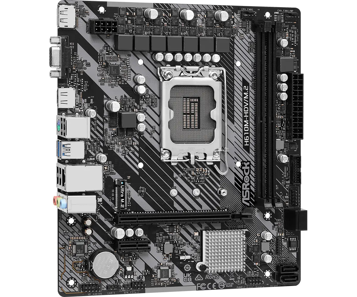 Дънна платка ASRock H610M-HDV/M.2 R 2.0, LGA1700, DDR4, mATX - image 1