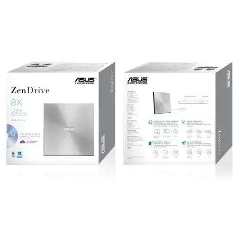 Външно USB DVD записващо устройство ASUS ZenDrive U7M Ultra-slim, USB 2.0, Сив - image 3