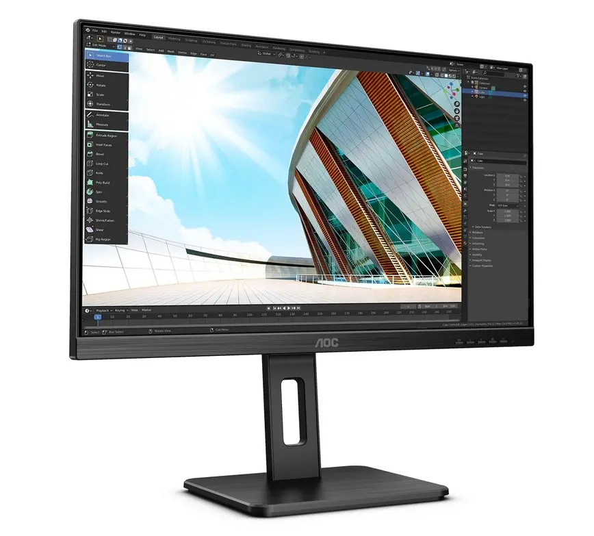 Монитор, AOC 24P2Q, 23.8" WLED IPS, 1920x1080@75Hz, 4ms GtG, 250cd/m2, 1000:1, DC50M:1, Adaptive Sync, FlickerFree, Low Blue Light, 2Wx2, Tilt, Height Adjust, Pivot, Swivel, D-SUB, DVI, HDMI, DP, 4xUSB 3.2 - image 1