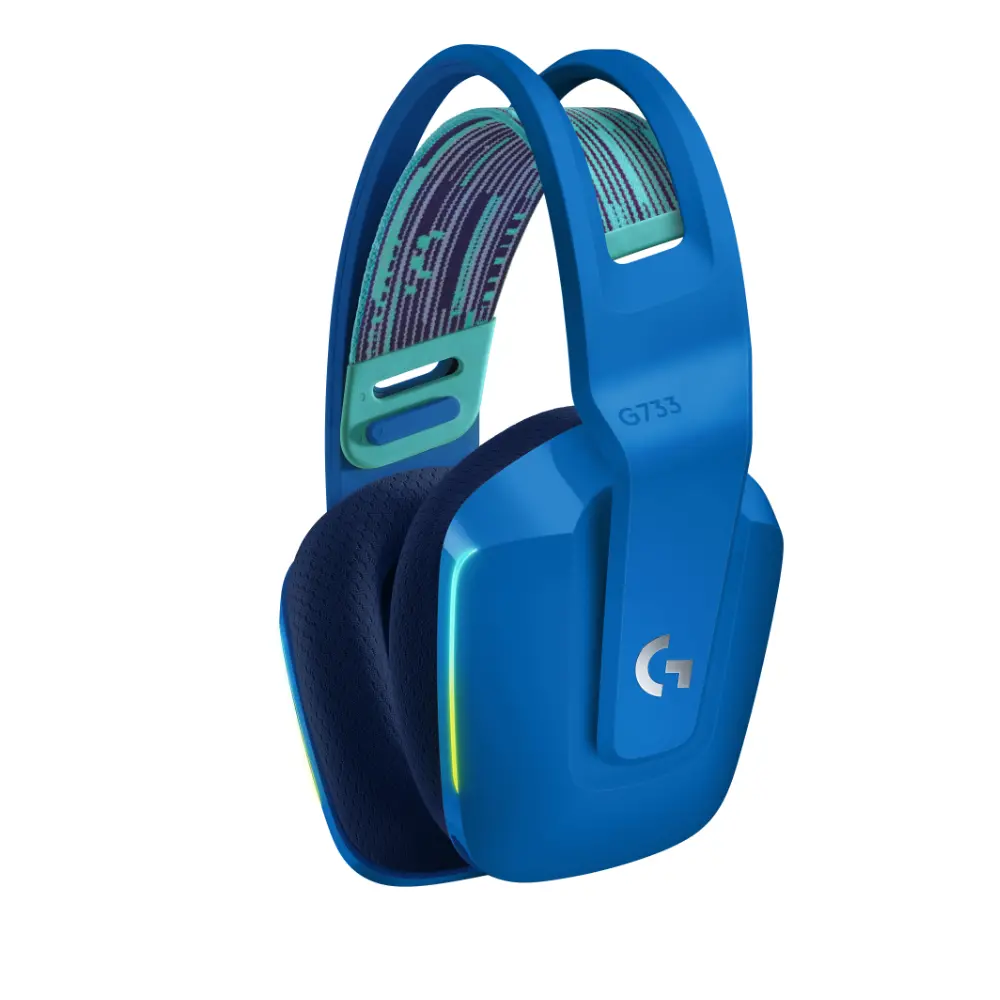 Слушалки, Logitech G733 Wireless Headset, Lightsync RGB, Lightspeed Wireless, PRO-G 40 mm Drivers, DTS Headphone:X 2.0 Surround, Blue Voice Microphone, 278 g, Blue - image 1