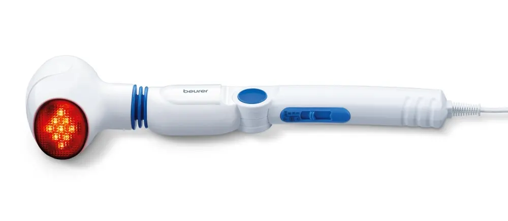 Масажор, Beurer MG 40 infrared massager; Soothing vibration massage; Rotating massage head and 3-way adjustable handle; Infrared heat; 3 function levels; 4 interchangeable massage attachments - image 2
