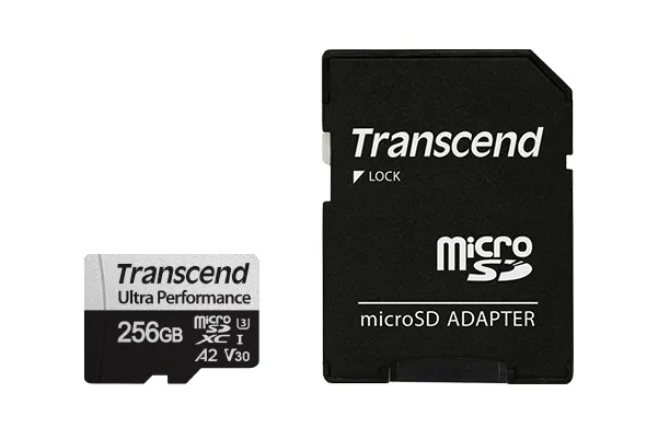 Памет, Transcend 256GB microSD w/ adapter UHS-I U3 A2 Ultra Performance