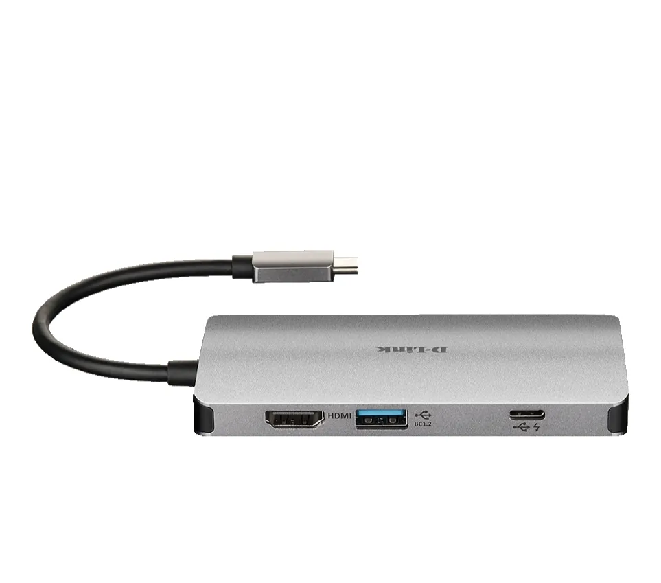 USB хъб, D-Link 8-in-1 USB-C Hub with HDMI/Ethernet/Card Reader/Power Delivery - image 1