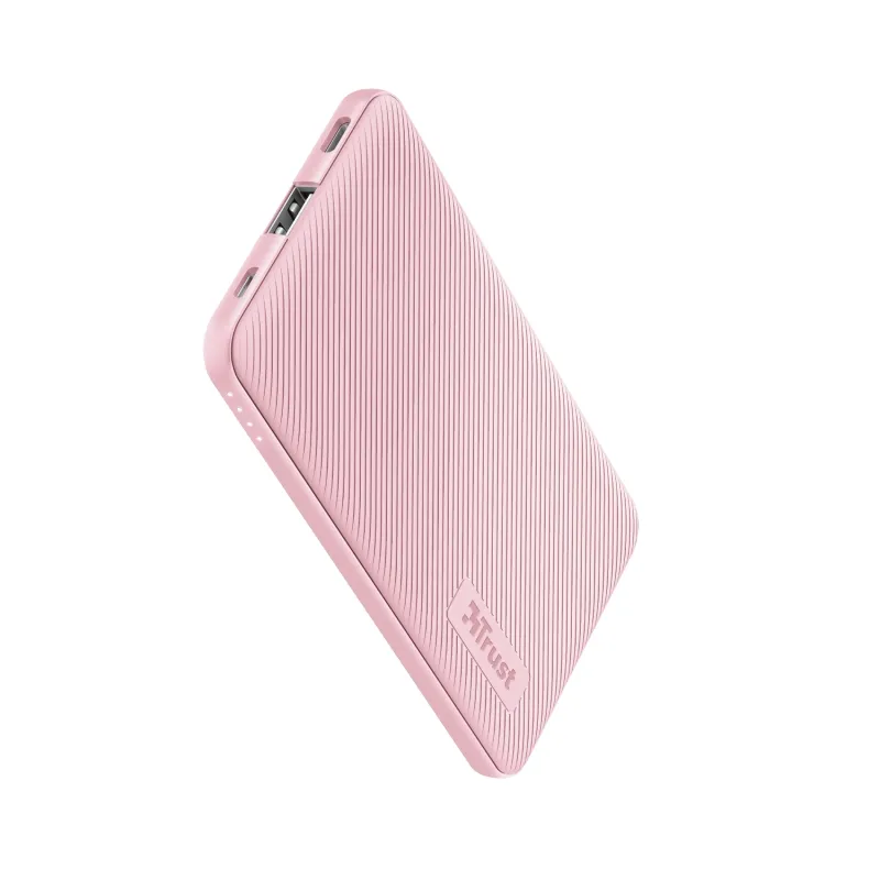 Външна батерия, TRUST Primo Fast Ultra-thin Powerbank 5000 mAh Pink