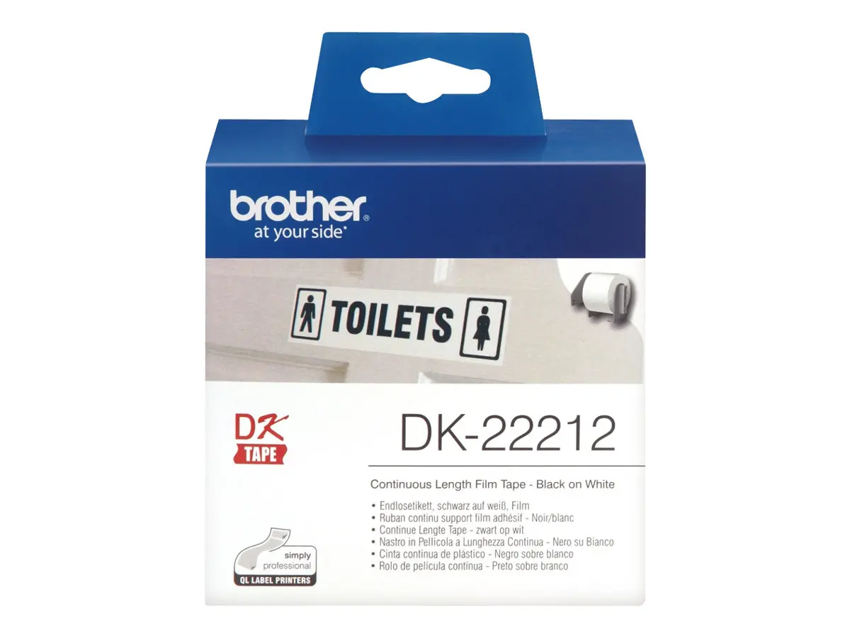 Консуматив, Brother DK-22212 White Continuous Length Film Tape 62mm x 15.24m, Black on White - image 3