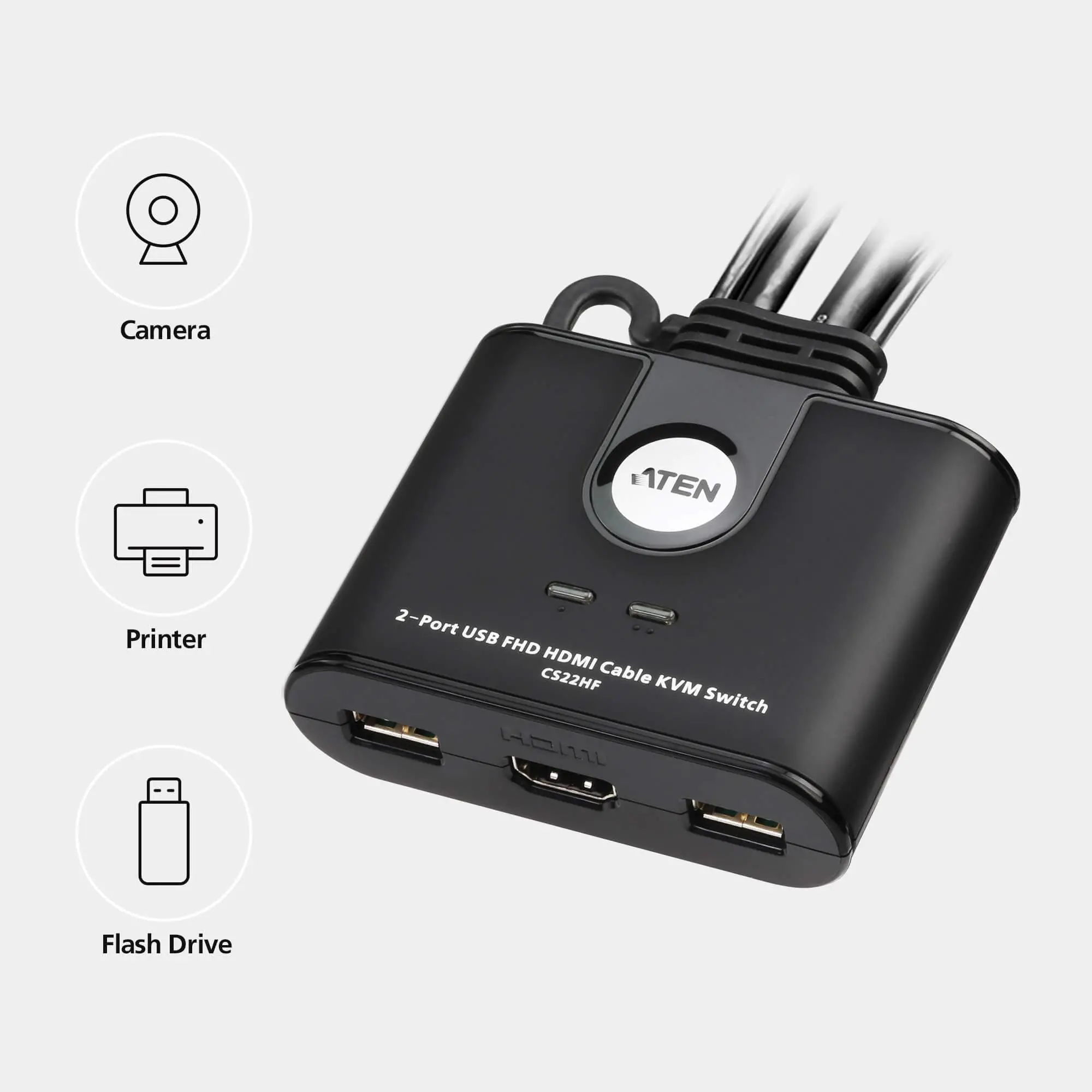 Превключвател KVM ATEN CS22HF, Дву портов USB HDMI - image 1