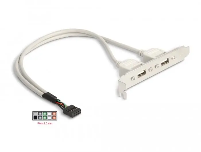 Скоба Delock, За монтаж в PC, USB 10 pin към 2 x USB 2.0 type A - image 1
