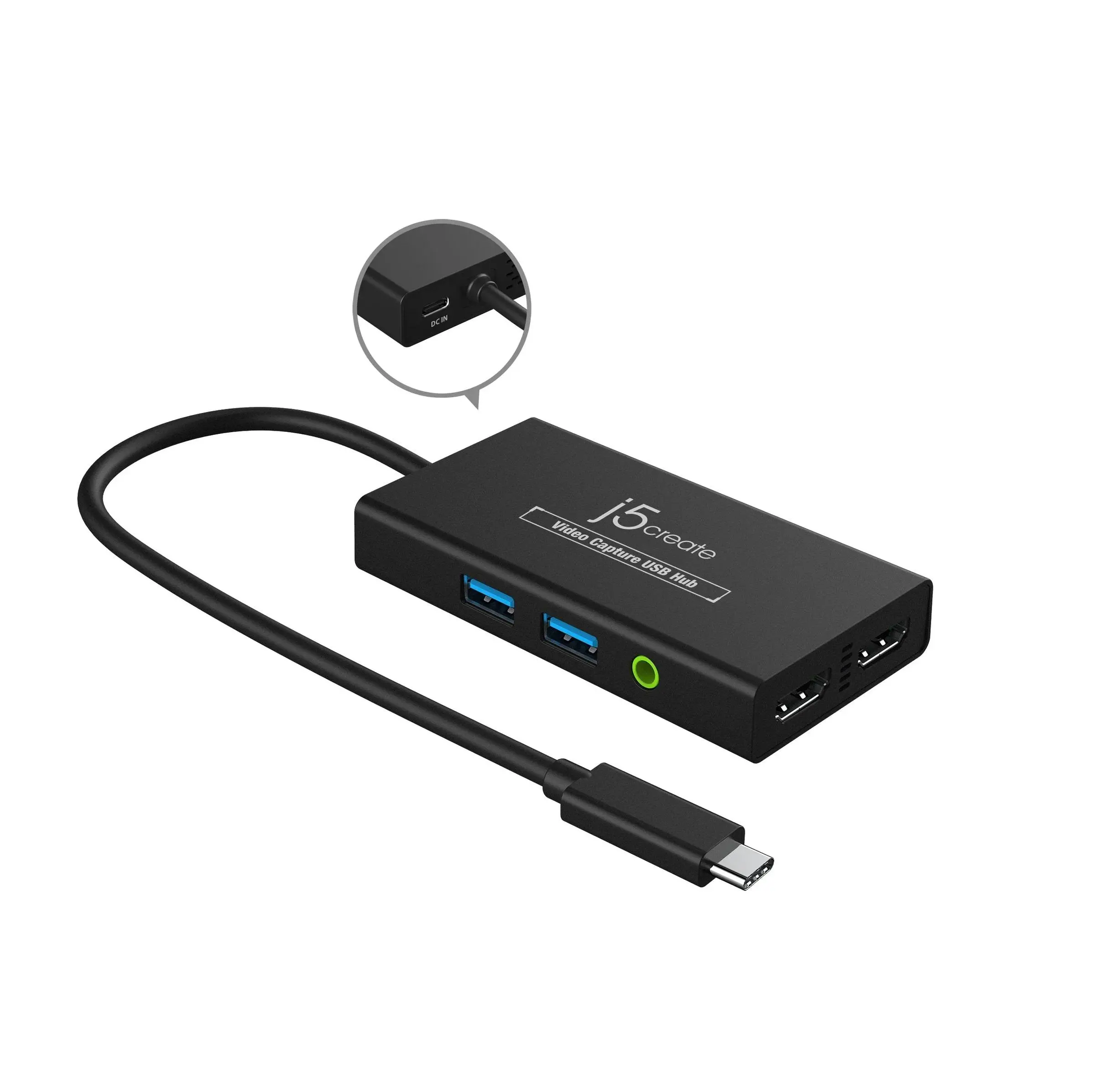 Кепчер j5create JVA01, HDMI - HDMI, USB-C хъб, Черен - image 1