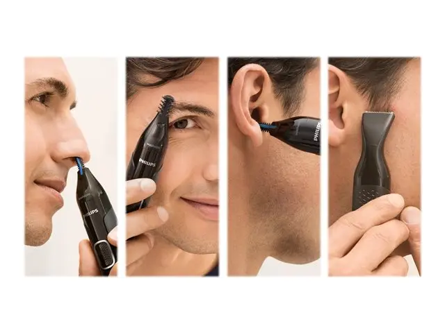 Philips Nosetrimmer 100 waterproof, Dual-sided Protective Guard system, AA-battery included, precision attachment, precision comb,
