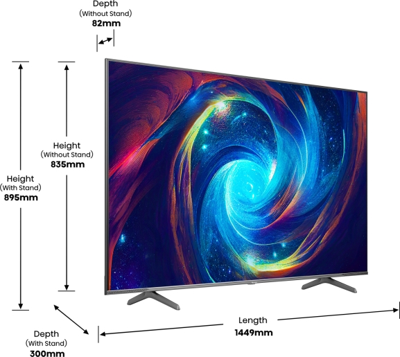 Телевизор, Hisense 65" E7KQ Pro, 4K Ultra HD 3840x2160, QLED, Quantum Dot, 120Hz, HDR 10+ adaptive, HLG, Dolby Vision, DTS Virtual X, Smart TV, WiFi 5GHz, WiFi Direct, BT, Anyview Cast, 3xHDMI, 2xUSB, LAN, CI+, DVB-T2/C/S2, Black - image 8