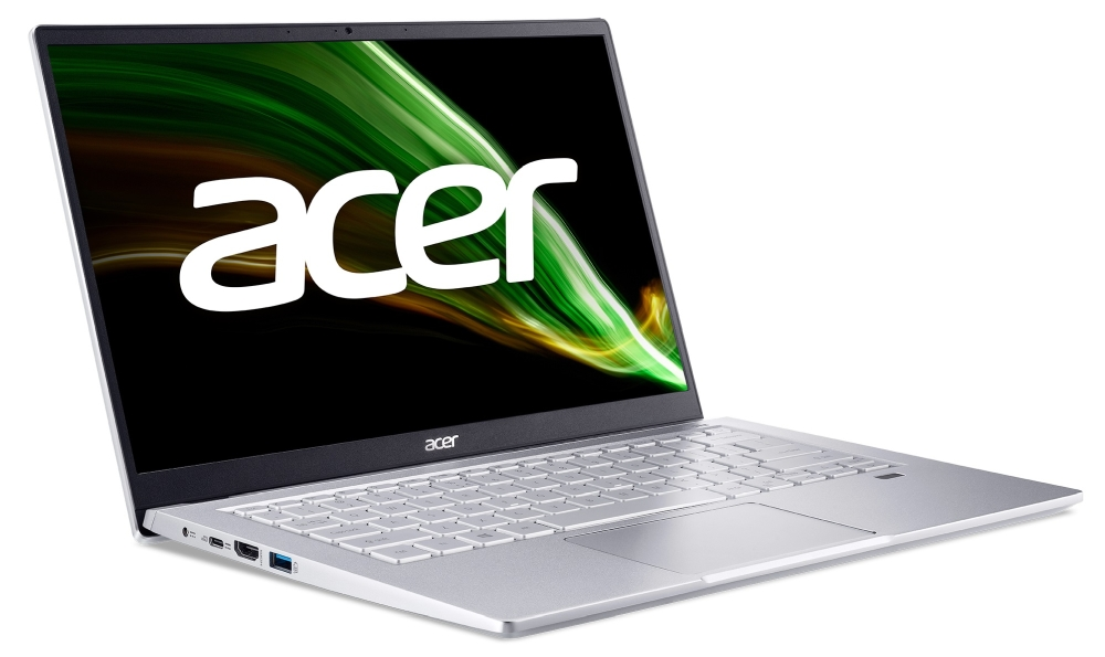 Лаптоп, Acer Swift 3, SF314-43-R0W7, AMD Ryzen 7 5700U (1.8GHz up to 4.3GHz, 12MB) 14" IPS FHD ComfyView (1920x1080), 16GB DDR4, 512GB PCIe SSD, AMD Radeon, WiFi 6AX+BT, HD Cam, FPR, Silver, No OS - image 1