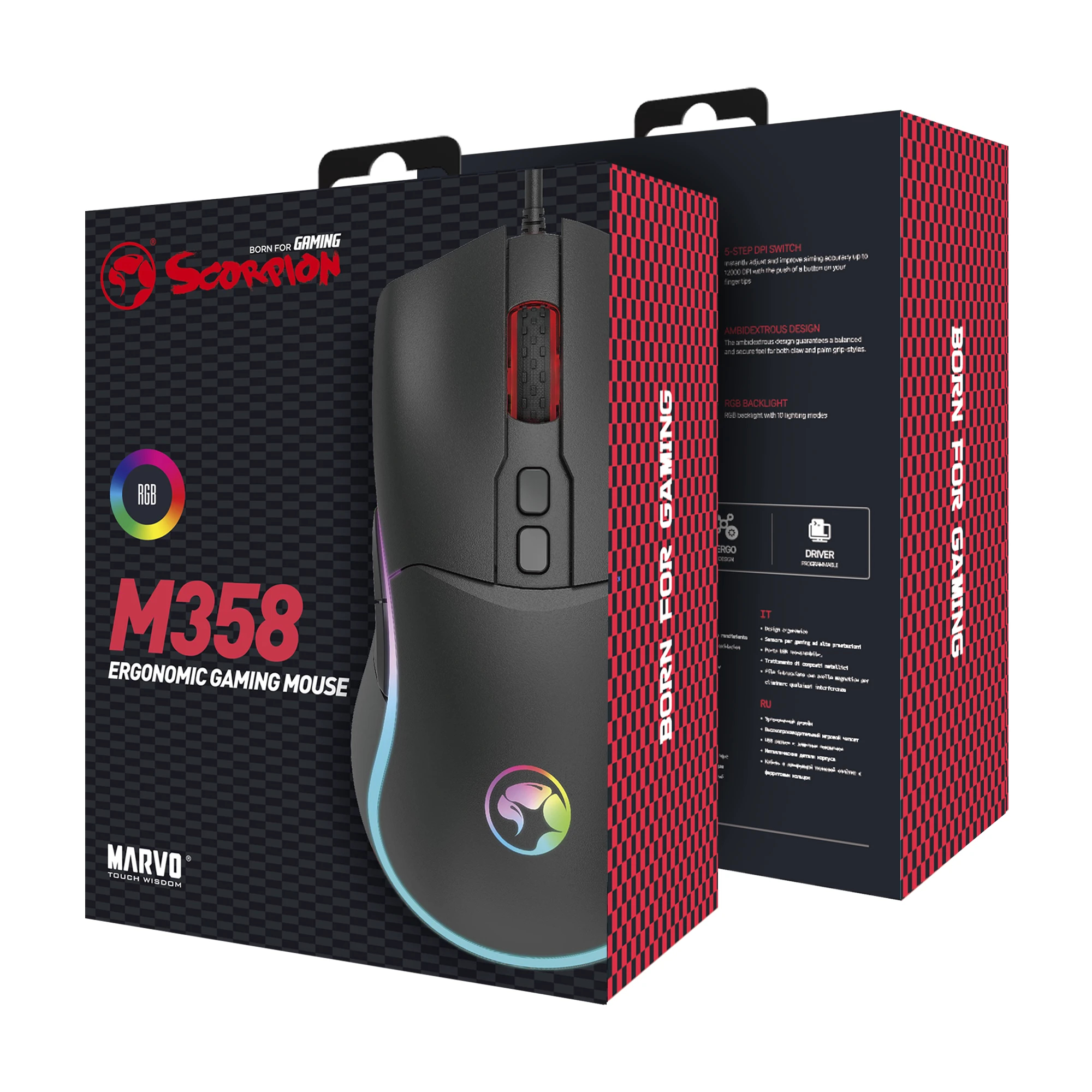 Marvo Геймърска мишка Gaming Mouse M358 RGB - 7200dpi, 7 programmable buttons - image 6