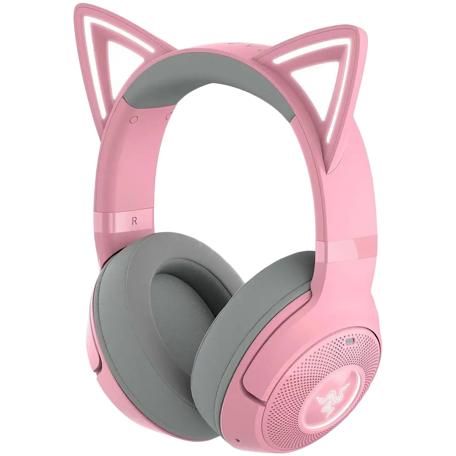 Kraken Kitty BT V2 - Quartz Ed. Pink, Wireless Gaming Headset, Kitty Ears and Earcups, Bluetooth 5.2 with Gaming Mode, TriForce 40 mm Drivers, Built into the earcups microphone, Up to 40-hour Battery Life with Type C Charging