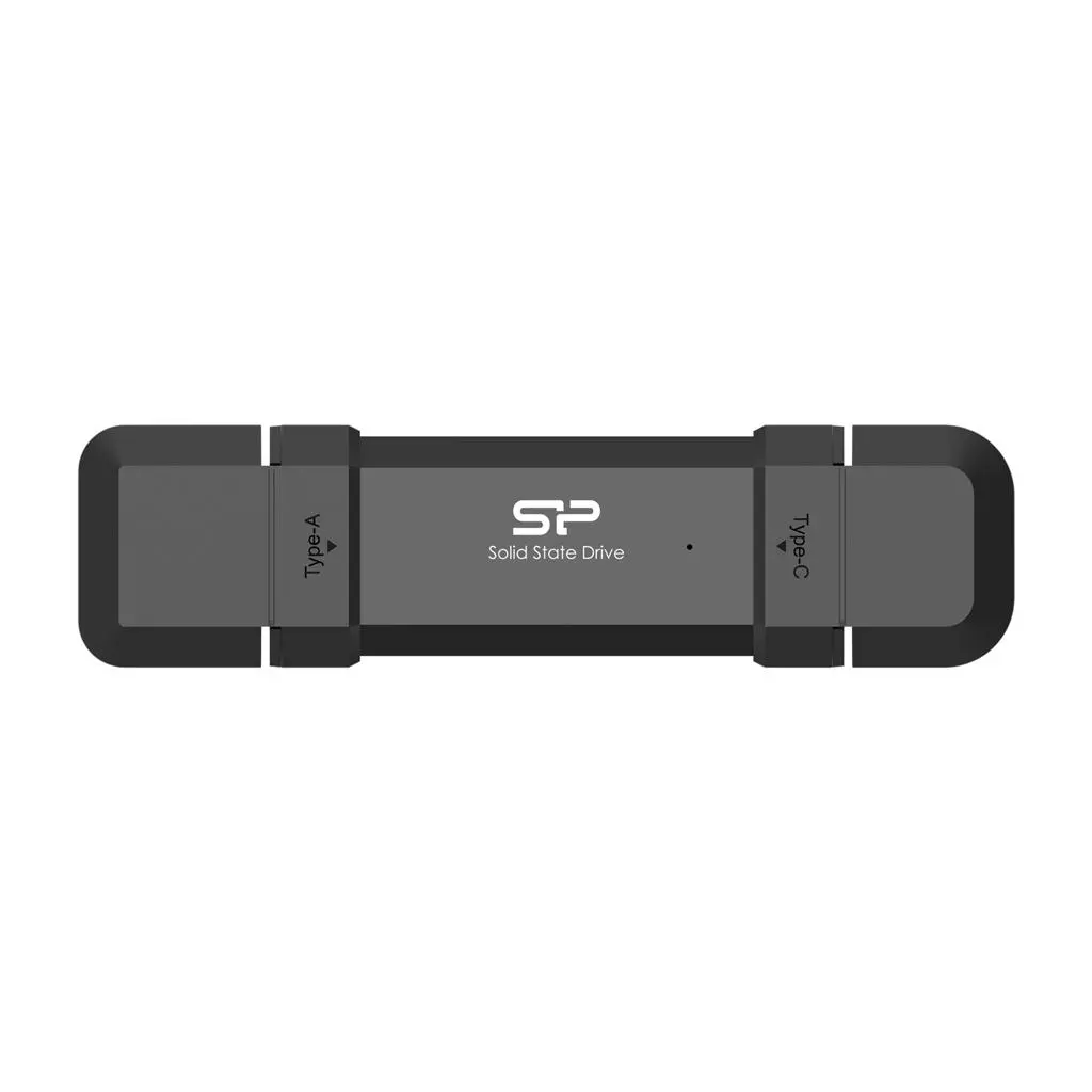 Silicon Power 500GB DS72 Dual USB-C/USB 3.2 Gen 2, Portable External SSD, Steam Deck and iPhone 15 Pro, R/W: up to 1050MB/s; 850MB/s, Black