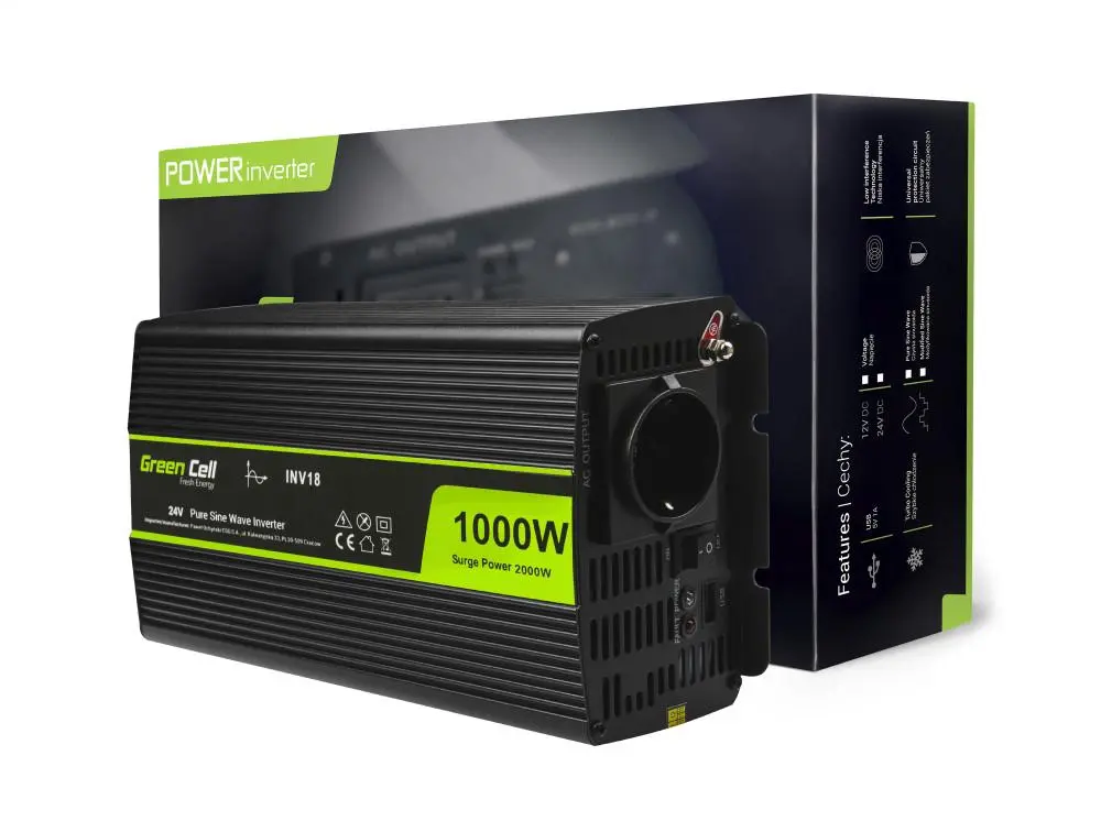 Инвертор GREEN CELL 24V/1000W  чиста синусоида - image 1