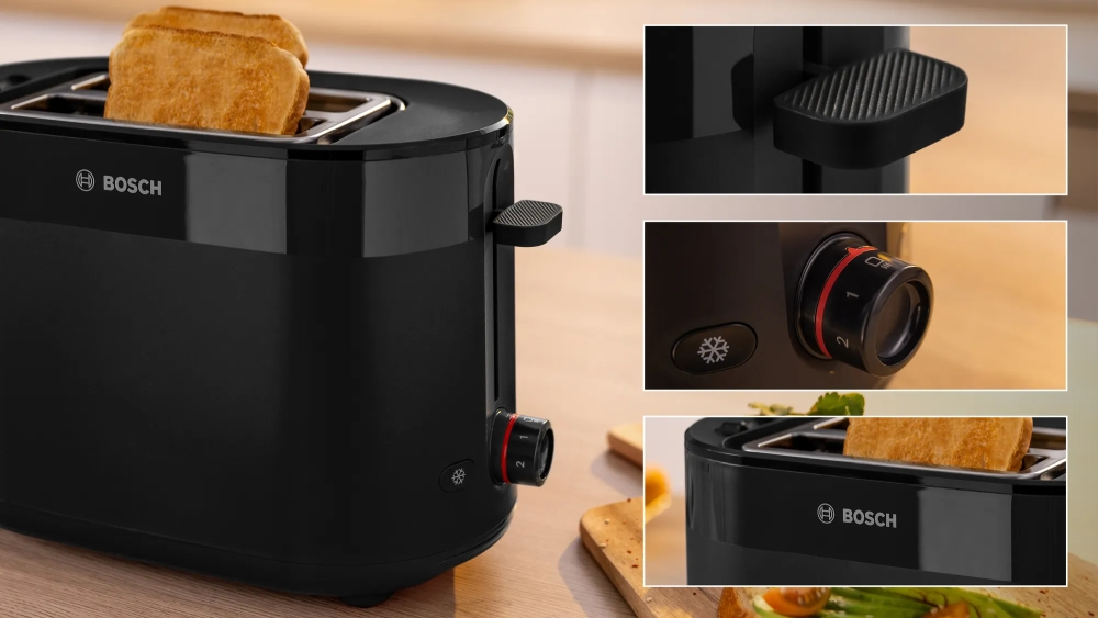 Тостер, Bosch TAT2M123, MyMoment Compact toaster, 950 W, Auto power off, Defrost and reheat setting, Integrated warming grid, High lift, Black - image 3