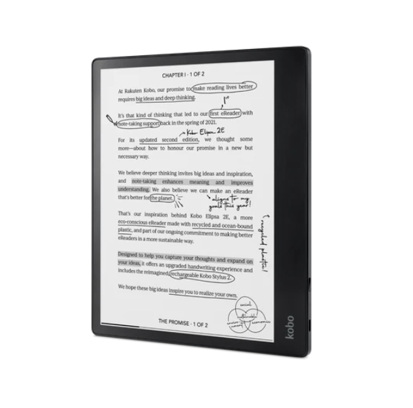 Четец за Е-книги, Kobo Elipsa 2E-Book Reader Pack, E Ink Carta 1200 touchscreen, 10.3 inch, 1404 x 1872, 32 GB, CPU 2.0 GHz, USB-C, Includes Kobo Stylus, Black - image 1