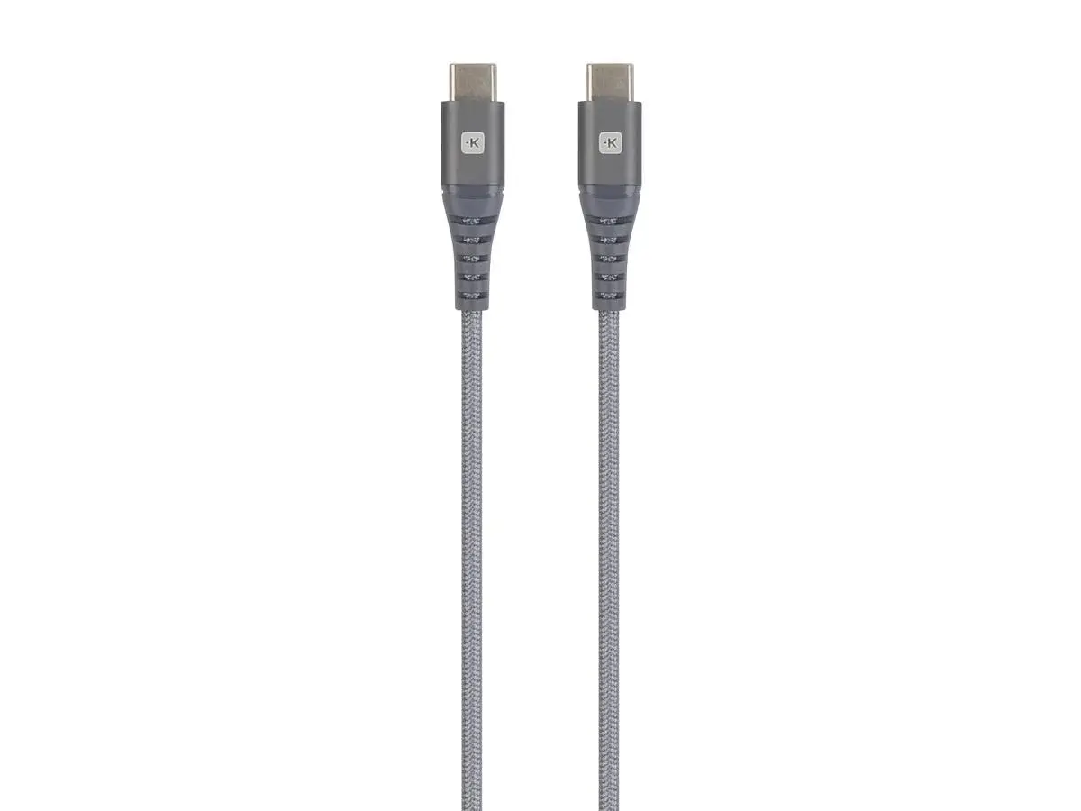 Кабел Skross, USB-C - USB-C, Метална оплетка, 1.20 м, Сив