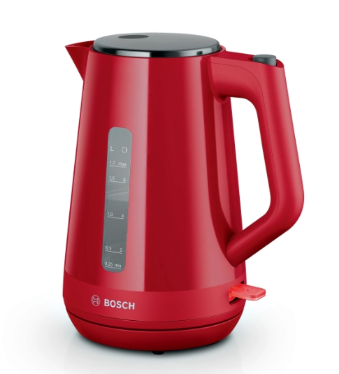 Електрическа кана, Bosch TWK1M124, MyMoment Plastic Kettle, 2400 W, 1.7 l, Cup indicator, Limescale filter, Triple safety function, Red