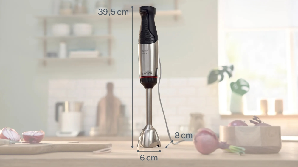 Пасатор, Bosch MSM6M623, SER6, Blender, ErgoMaster, 1000 W, Dynamic Speed Control, QuattroBlade System Pro, Included Blender, Measuring cup, Chopper, Attachment for pureeing & Stainless steel whisk, Stainless steel - image 1