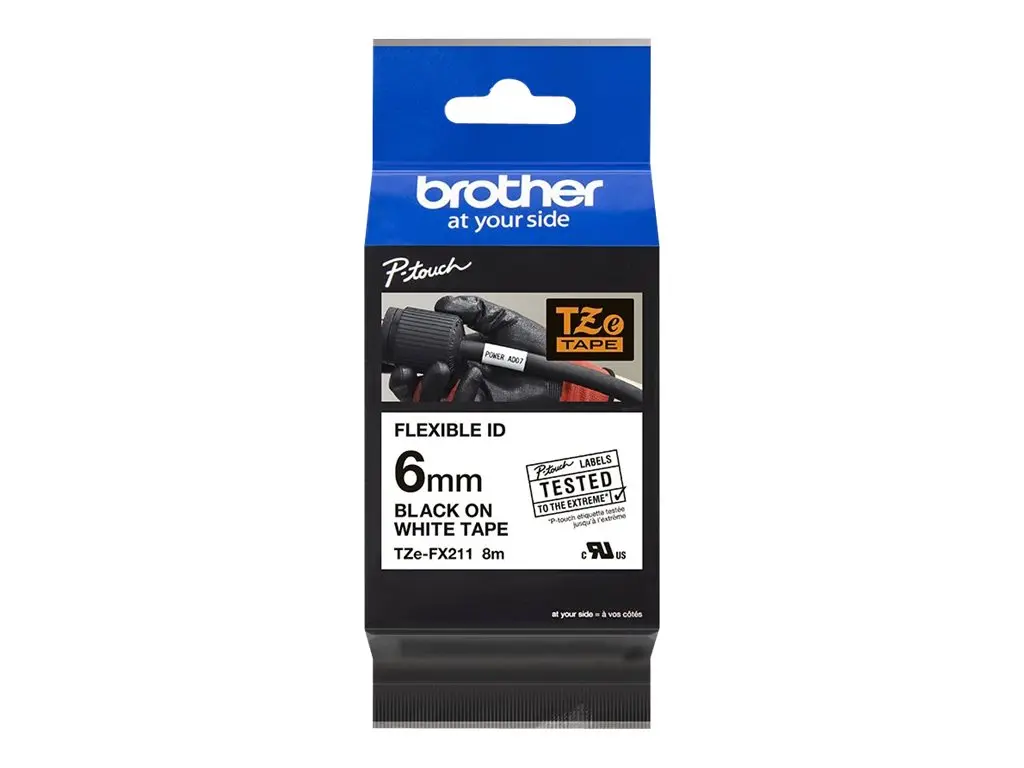 Консуматив, Brother TZe-FX211 Tape, Black on White, Flexible, 6mm, 8m - image 2