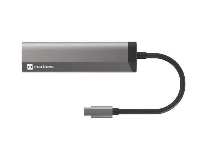 Докинг станция, Natec Fowler Multiport Adapter 4 in 1, 2xUSB 3.0 HUB, HDMI 4K, USB-C PD, Slim - image 1