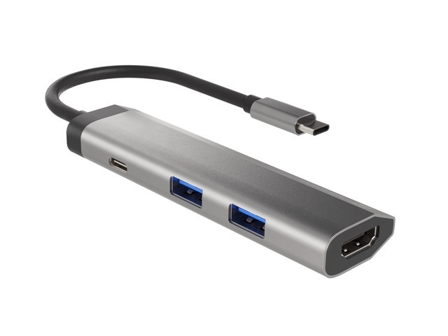 Докинг станция, Natec Fowler Multiport Adapter 4 in 1, 2xUSB 3.0 HUB, HDMI 4K, USB-C PD, Slim - image 4