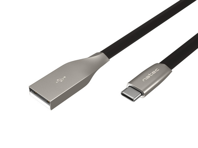 Кабел, Natec USB-C(M) -> USB-A (M) 2.0 cable 1m. Black metal