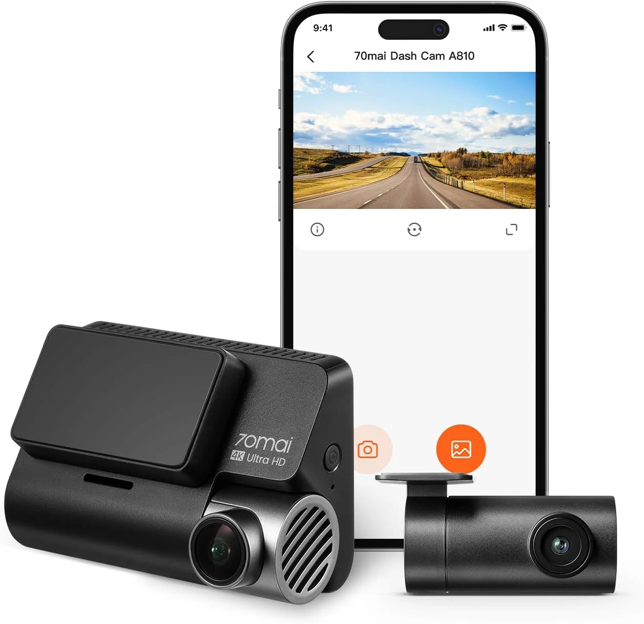 70mai Видеорегистратор Dash Cam 4K HDR Set A810-2, Rear Cam included - image 2