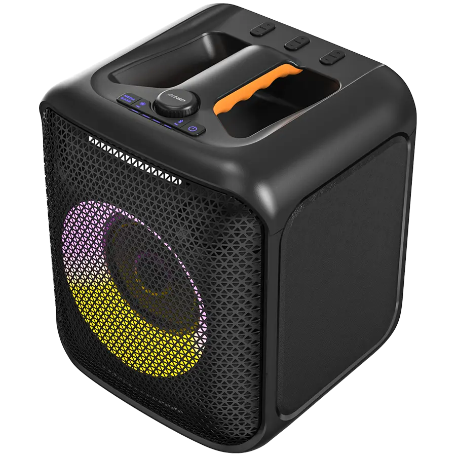 PA100 - F&D PA100 Portable Wireless Party Speaker, 40W RMS, Subwoofer 5.25"+2x2"Tweeter, BT 5.0/USB/AUX, RGB, WL microphone, battery 4000mAh, IPX4 waterproof