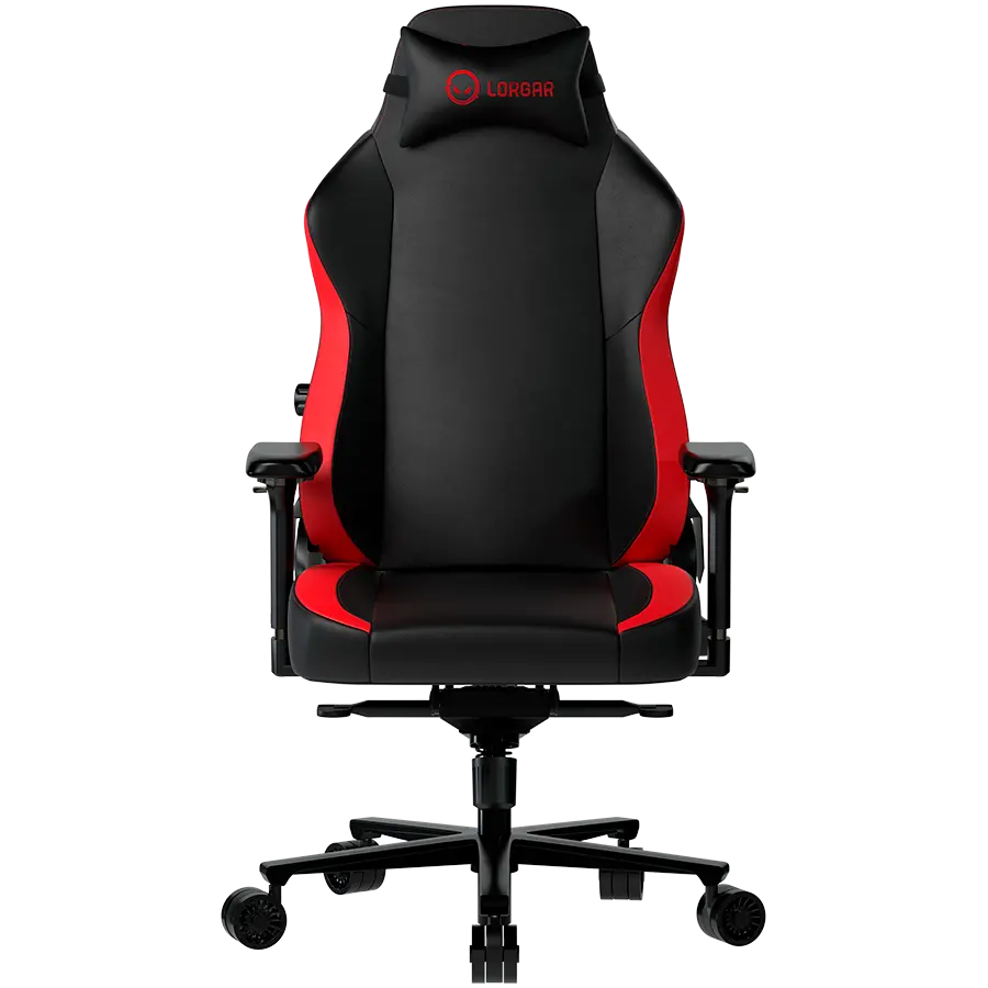 LORGAR Embrace 533, Gaming chair, PU eco-leather, 1.8 mm metal frame, multiblock mechanism, 4D armrests, 5 Star aluminium base, Class-4 gas lift, 75mm PU casters, Black + red